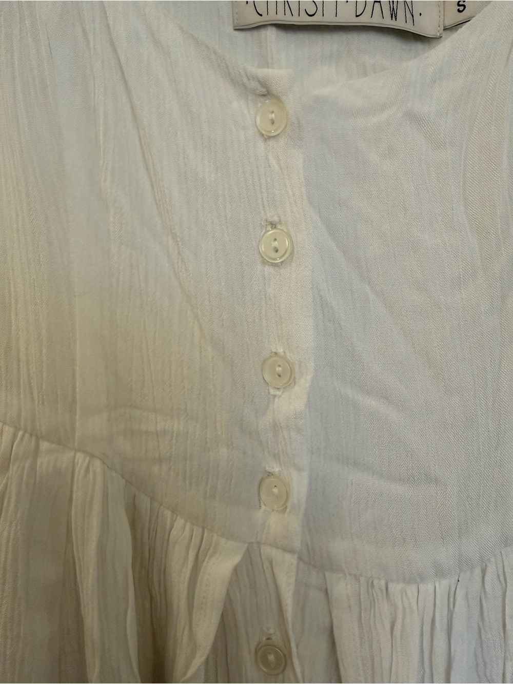 Christy Dawn Nicks Midi Dress White Cream Flowy Textured Woven Material Small - Picture 6 of 8